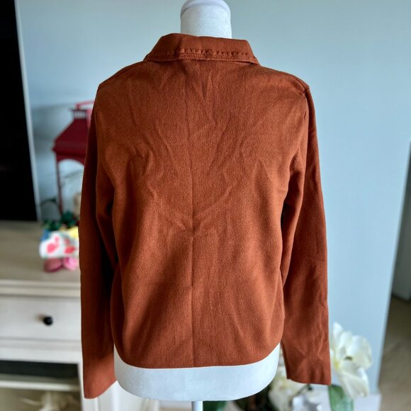 Stylish Cropped Button-Up Sweater \ Cardigan Burnt Orange | Rust M - Picture 9 of 10